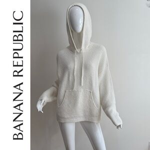 Banana Republic Hoodie Sweater Rib Knit Alpaca Wool Blend